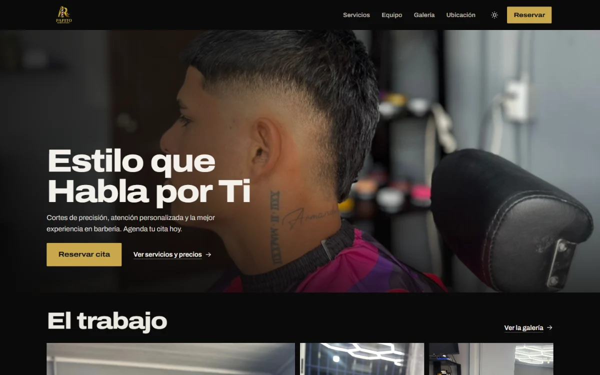Captura de la demo: Sistema para barbería
